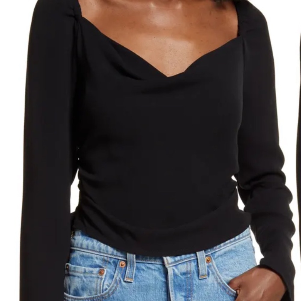 Nordstrom Open Edit Drape Front Long Sleeve Top
